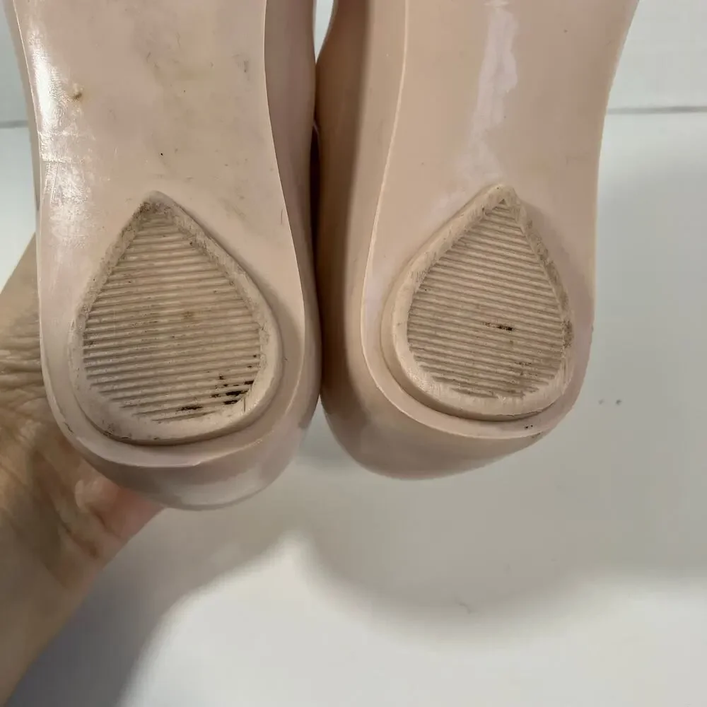 MINI MELISSA Girls Sz 1 Ultragirl Classy Jelly Shoes in Pink w Black Bow WORN